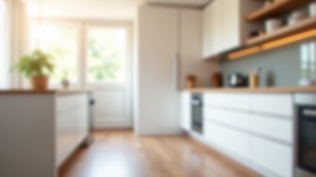 Folsom Dishwasher Repair technician fixing appliance in kitchen, with a blurred background of a modern kitchen