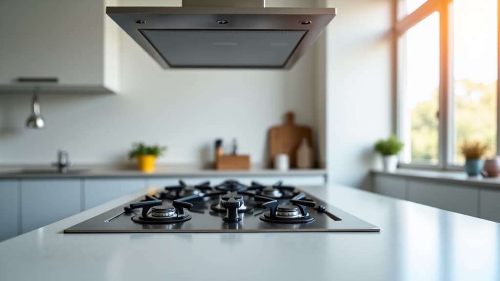 Clean and modern kitchen with a neatly arranged stove and oven, emphasizing efficient and reliable appliance repair services.