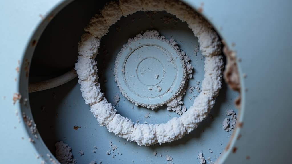Hard water damaged dishwasher interior with calcium buildup, showing signs of mineral residue on stainless steel racks in a Sacramento home.