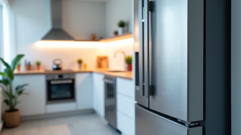Appliance repair technician fixing a refrigerator in a modern kitchen in West Sacramento