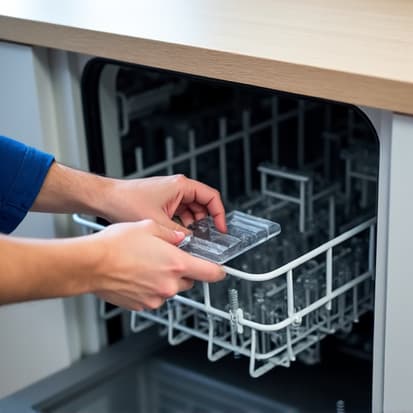 Fair Oaks dishwasher repair technician checking water drainage on an integrated unit