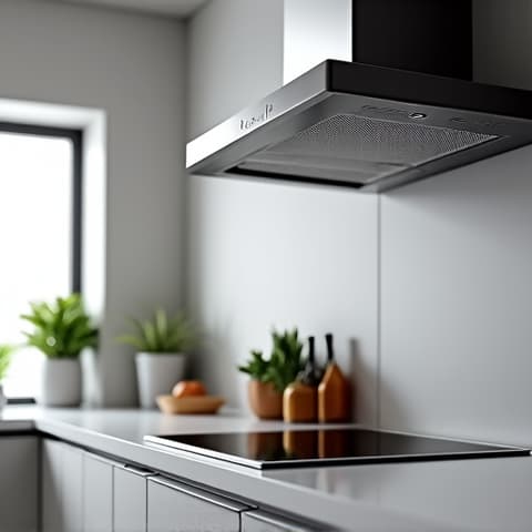 View of a downdraft ventilation system being repaired in a Citrus Heights kitchen. Blower motor replacement services address common issues.