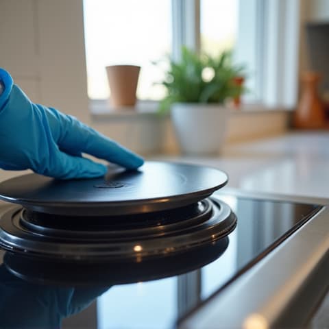 Electric stove element replacement Elk Grove residence. A technician replacing a faulty electric stove heating element, ensuring even cooking for a family in an Elk Grove home.