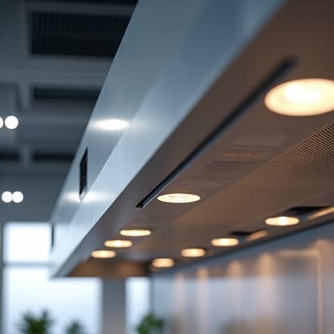 Repair technician working on a custom range hood blower fan in a residential kitchen in Folsom. Blower motor replacement for enhanced kitchen ventilation.