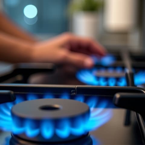 Samsung gas range calibration in Folsom. Technician calibrating gas burners for even cooking.