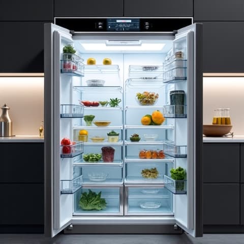 Experienced technician providing maintenance for a Gaggenau refrigerator in a Sun City, Roseville senior community residence.