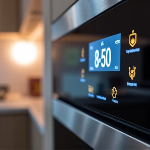 High-end oven calibration Elk Grove luxury kitchen. An expert calibrating a high-end oven in a spacious, modern kitchen, ensuring precise temperature for gourmet cooking in an Elk Grove luxury home.