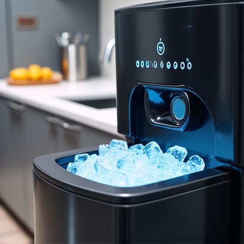 Technician troubleshooting an ice maker in a modern El Dorado Hills kitchen, showcasing specialized ice maker repair. Close-up on appliance, professional tools.