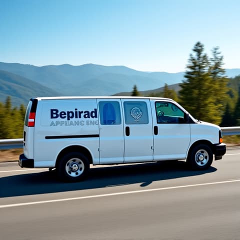 Local Appliances Repairs service van driving down Highway 65 in Rocklin, on the way to a customer