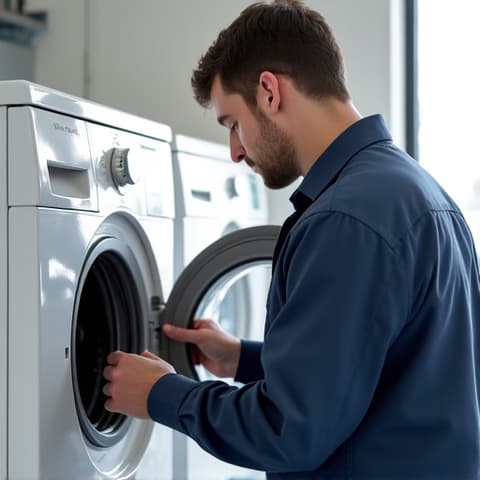 Rocklin appliance repair technician performing dishwasher repair in a clean Sunset West kitchen