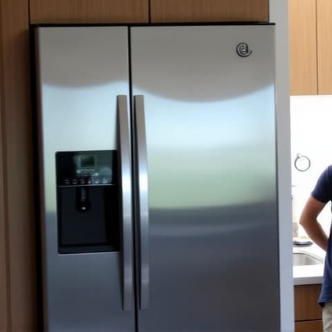 Rocklin appliance repair technician servicing an LG refrigerator in a Parker Village residence