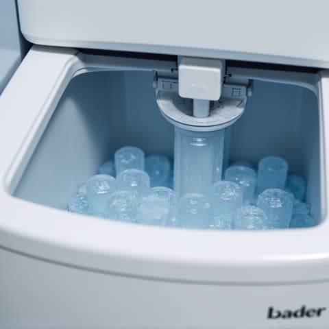 Roseville Ice Maker Repair Service: Technician troubleshooting a residential ice maker. Appliance technician diagnosing a malfunctioning ice maker inside a residential refrigerator, assessing water lines and mechanical components for proper function.