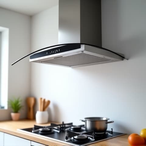 A close-up of a high-CFM range hood undergoing maintenance in Sacramento. Professional vent hood calibration ensures efficient air circulation.