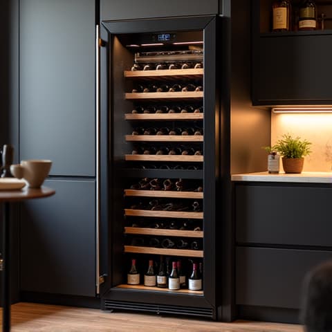 Repairing a sommelier-grade wine cabinet in a Sacramento residence. Captures a technician expertly repairing a high-end, sommelier-grade wine cabinet, reflecting specialized service for complex and sensitive wine preservation systems.