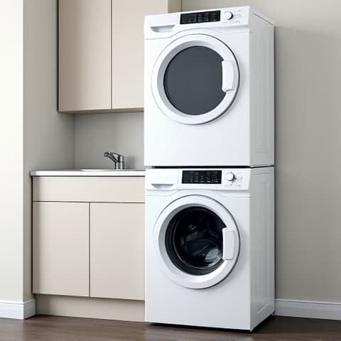 Servicing a stackable washer and dryer unit in an Elk Grove apartment.