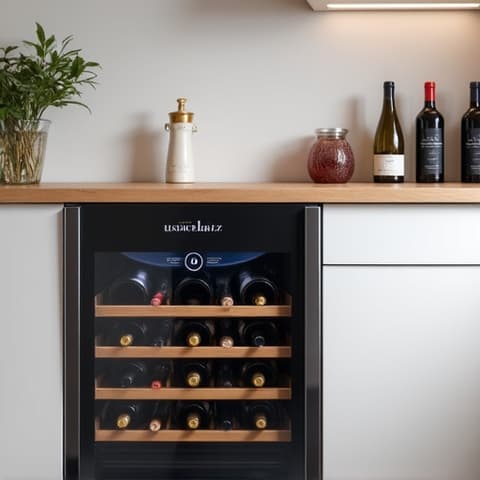 Sub Zero Wine Cooler Repair: Technician servicing a Sub-Zero wine cooler in Roseville. Specialist adjusting the temperature controls and checking the cooling system of a high-end Sub-Zero wine cooler, ensuring precise climate control for wine preservation.