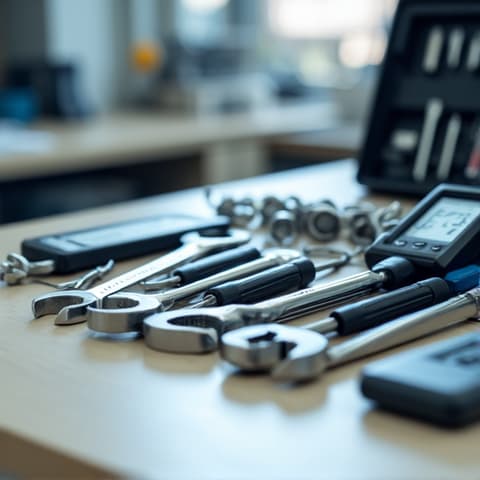 Professional tools and equipment laid out for an appliance repair job in El Dorado Hills, demonstrating readiness and expertise. Organizing tools for efficiency.