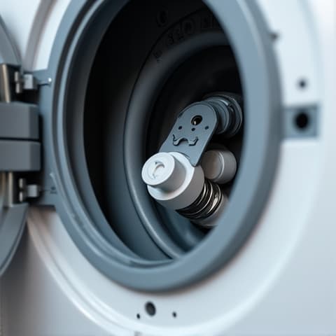 A technician adjusting washer suspension springs and shocks to eliminate vibrations in an Elk Grove residence.