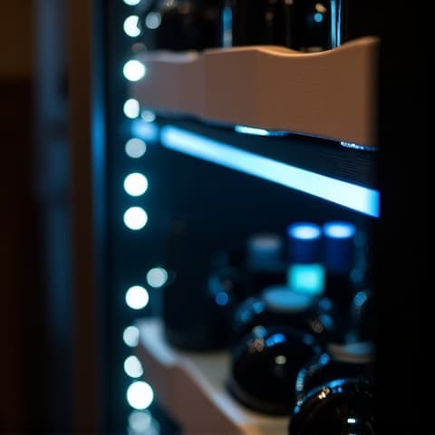 Technician repairing the lighting system of a wine cooler in Folsom. Illustrates a technician addressing the internal lighting system of a wine cooler, ensuring functionality and aesthetic appeal while maintaining the integrity of the unit.