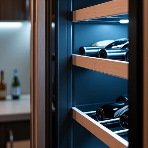 Technician inspecting a wine cooler compressor in a Gold River residential estate. A detailed shot of a repair technician checking the intricate components of a high-end wine cooler