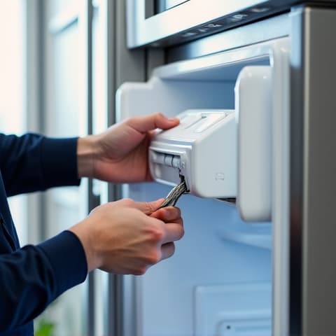 Wine Cooler Specialist in Sacramento. Expert technician repairing a wine cooler, demonstrating specialized knowledge for temperature-sensitive refrigeration units.
