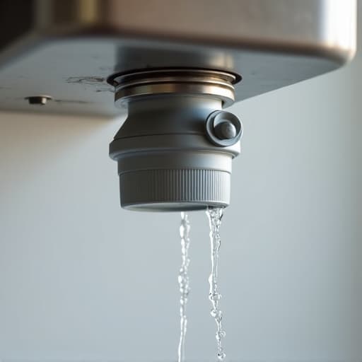 A technician repairing a garbage disposal leak under a kitchen sink in Sacramento, inspecting seals and connections to prevent water damage for a household appliance.