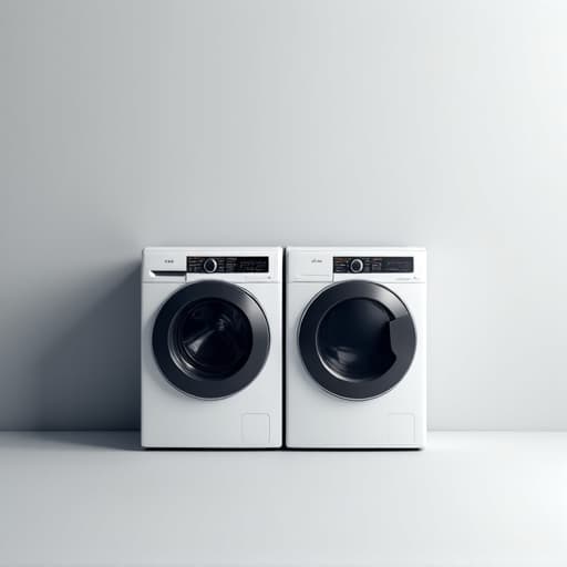 North Highlands technician inspecting a washer and dryer unit