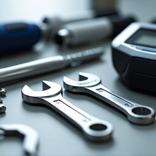 Appliance technician performing refrigerator repair in a modern kitchen