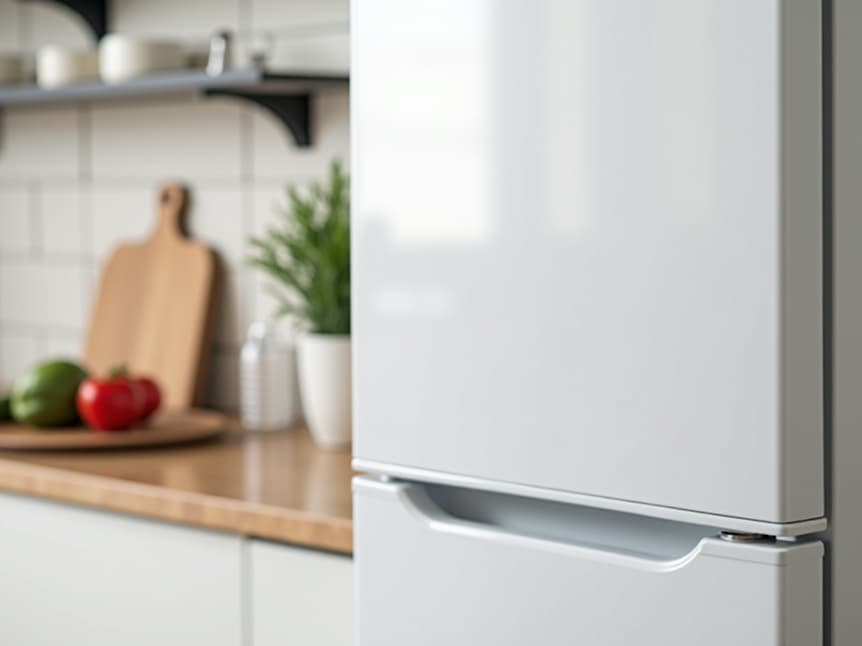 appliance repair technician fixing refrigerator in a rancho cordova home