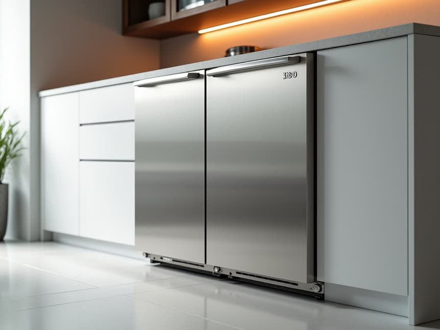 Sleek, modern luxury kitchen with Sub-Zero, Wolf, and Viking appliances, showcasing high-end design aesthetics and premium functionality.