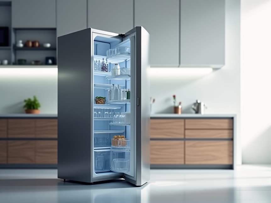 Natomas appliance repair technician fixing refrigerator in modern kitchen